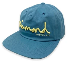 Diamond Supply Co. Men's OG Script Unstructured Snapback Hat Cap - Blue/Yellow