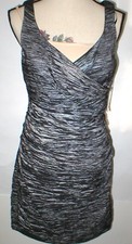 New Womens 10 Calvin Klein Dress Dark Gray Steel Ruched Party Date Work Office 