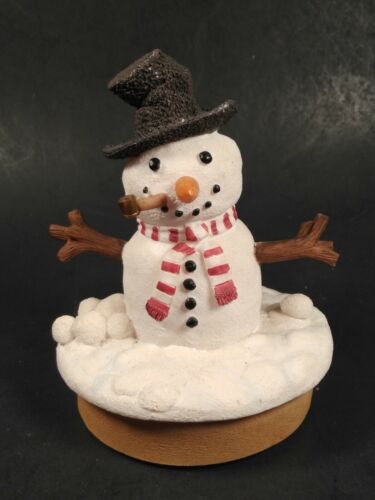 Snowman Small Candle Jar Topper BLK Hat Red/White Scarf - Picture 1 of 5
