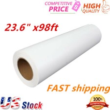 US 23.6" x98ft PU Heat Transfer Vinyl Roll Iron on T-shirt Press White Printable
