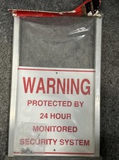 Aluminum Surveillance Sign Warning Protected By 24 Hour Security System w/ Stake