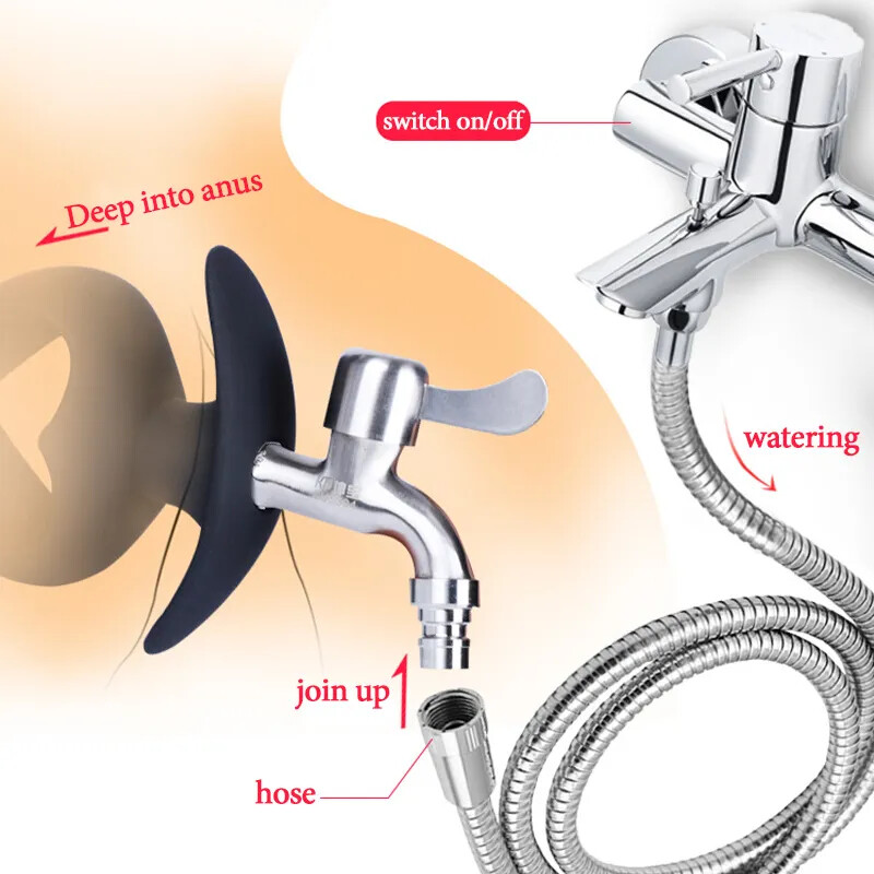 Hollow Anal Plug With Faucet For Washing Anus Vaginal Enema Wireless  Vibrator | eBay