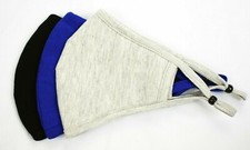 5 Pack 100 Cotton Face Masks 3 layers Reusable Washable soft Adjustable Straps.