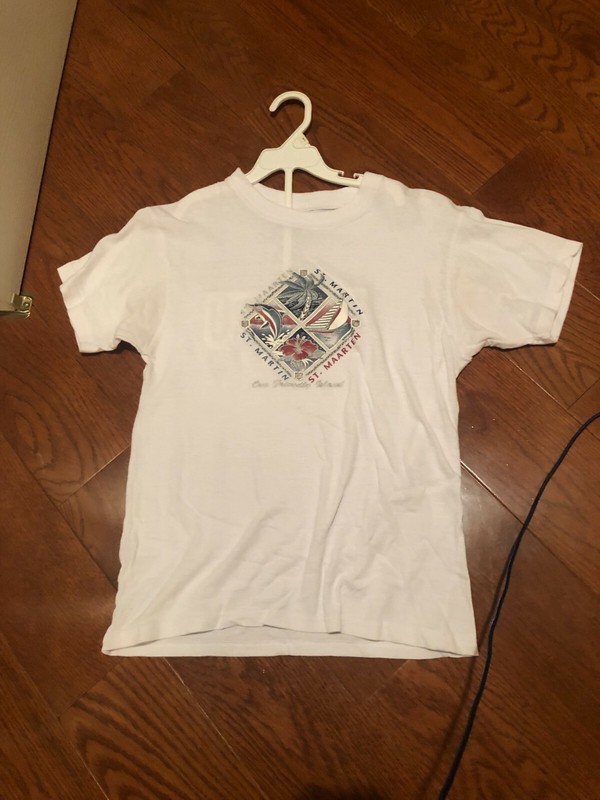 Boys "St Martin One Friendly Island"   White T-shirt Size Large 14 - 16