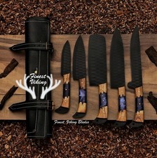 Personalized Hand Forged Damascus Chef Set Kitchen Knives 5-Set CHRISTMAS GIFT