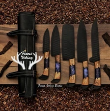 Personalized Hand Forged Damascus Chef Set Kitchen Knives 5-Set CHRISTMAS GIFT