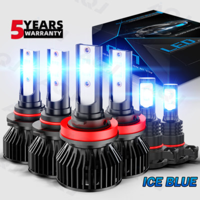 For Chevy Silverado 1500 2500 2007-2015 Blue LED Headlight Fog Light Bulbs 8000K