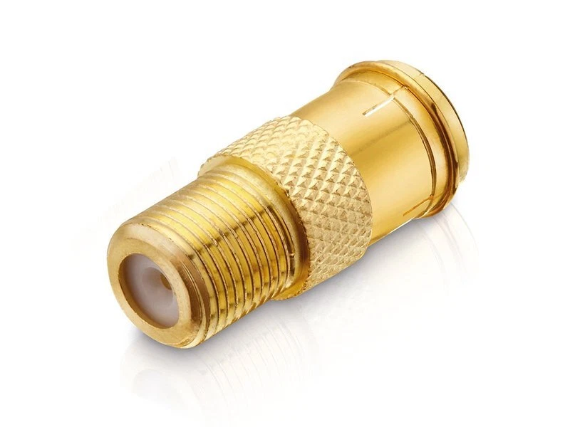 Adapter mit F-Quick-Stecker auf F-Buchse vergoldet gold - Bild 2 von 2