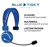 Blue Tiger Elite Bluetooth Headset- Over Head Driver Hands Free Wireless Blue Tiger Elite Bluetooth Headset- Over Head Driver Hands Free Wireless