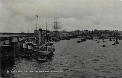 Bridlington Yorkshire South Pier And Harbour England OLD PHOTO