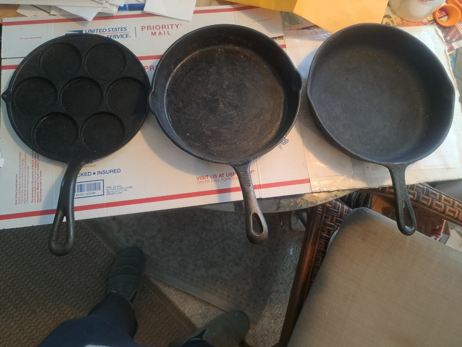 3 Vintage Cast Iron Pans. eBay