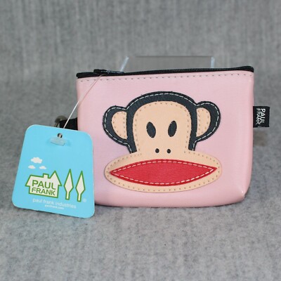 PAUL FRANK Coin Purse Julius Monkey Pink Zipper Wallet New Tagged 2015 VHTF