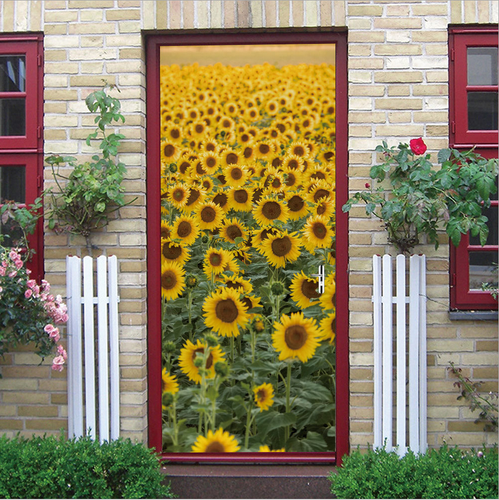 PVC Sonnenblume Landschaft Kunst Wandtattoo Wandbild 3D Türaufkleber Zuhause Zimmer Dekor - Bild 91 von 95