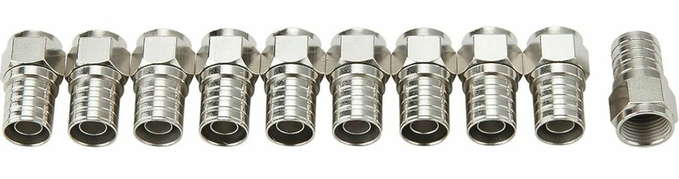 NEW Dynex DX-HZ709 RG6 Coaxial Cable Crimp Connectors - 10-Pack - Silver