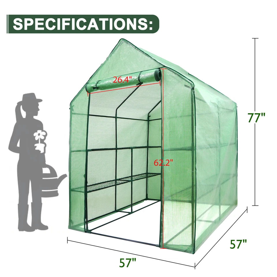 8 Shelves 3 Tiers Greenhouse Portable Mini Walk In Outdoor MINI Planter House - Image 2 of 4
