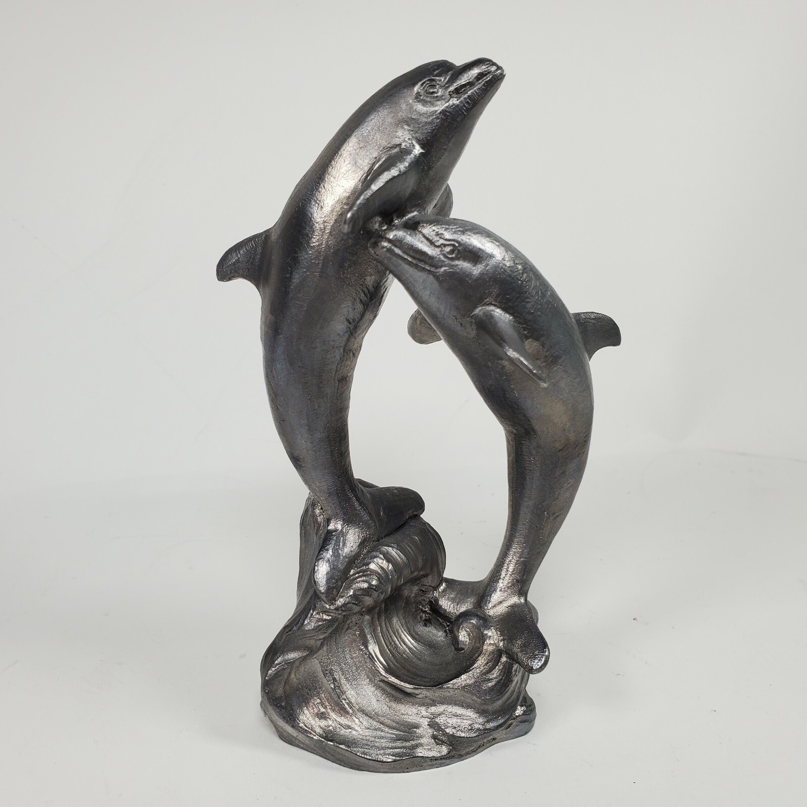 Michael Ricker Pewter Art Figurine Rare Two Dolphin Solid Heavy 5.75" T Signed eBay