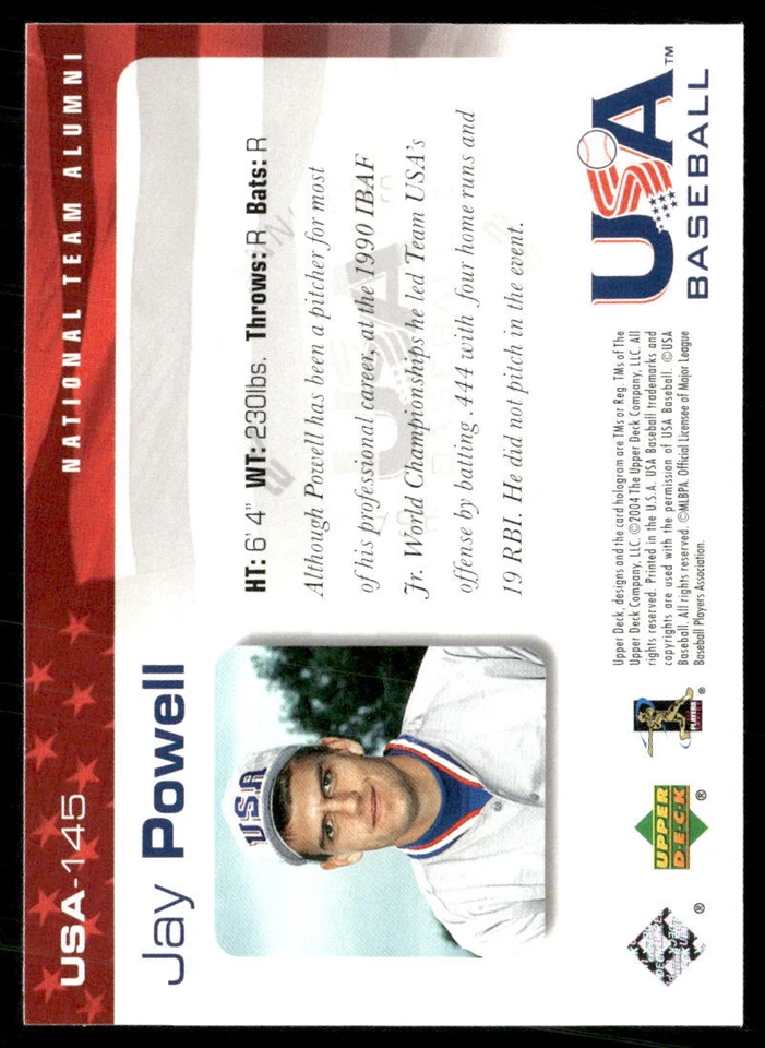 2004 Upper Deck USA 25th Anniversary #USA-145 Jay Powell - Image 2 of 2