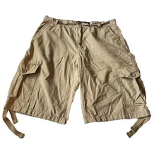 SOUTH POLE Vintage Khaki Cargo Shorts Mens Size 26 Adjustable Tie Cuffs