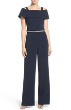Badgley Mischka Embellished Stretch Jumpsuit   Size 4 - Missing Belt- F 103 B 