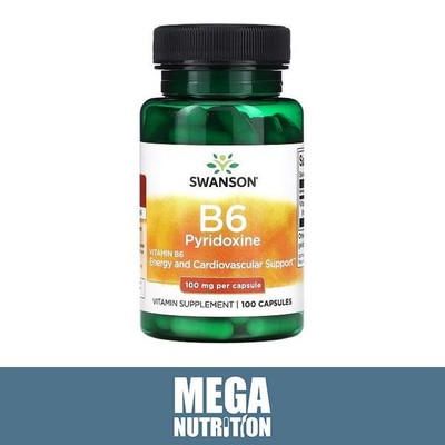 Swanson Vitamin B-6 (Pyridoxine) Boost Cardiovascular Health 100mg 100 Capsules