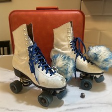 Vtg Sure-Grip Super-X 5 Roller Quad Skates Original Wheels Womens Size 8 W/case