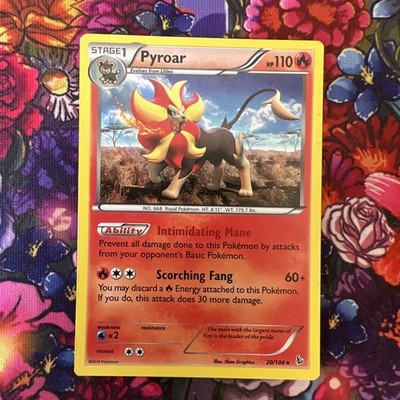 Pyroar 20/106 Pokemon Flashfire 2014 Holo Rare - LP 
