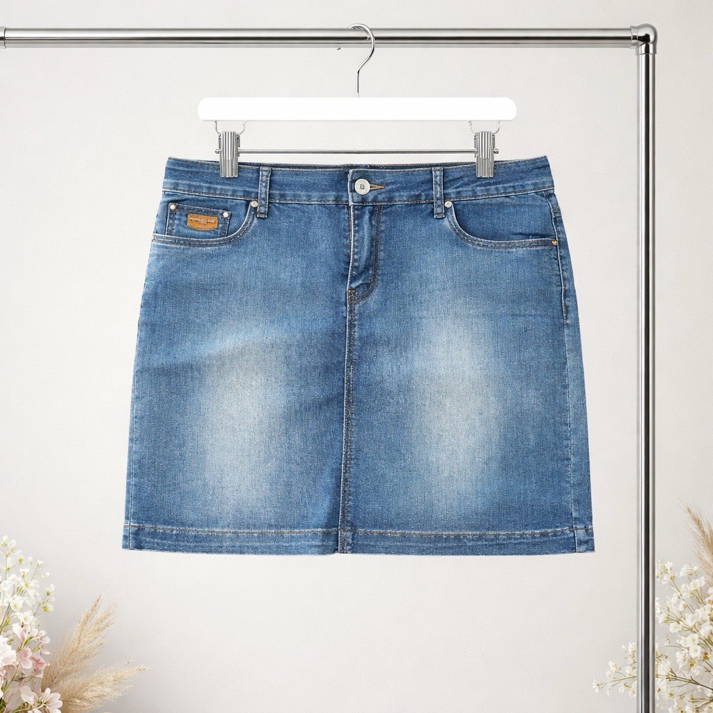 Women’s Blue Denim Mini Skirt Size 36 Casual Jean Skirt Tebxwan