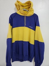 Vintage Polo Ralph Lauren 1990s Spellout Hoodie Medium Blue Sweatshirt Uss Crest