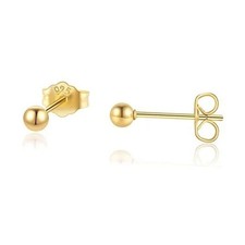 Tiny Stud Earrings for Women,Dainty Mini Ball Earrings for 3mm Ball Gold