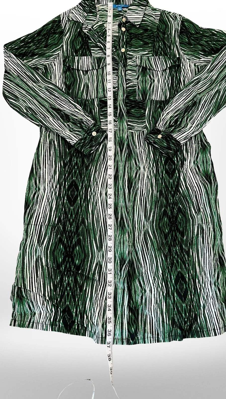 VETEMENTS Derek Lam per Designazione Abito Donna Medio Verde Bianco Venatura Legno Camicia Cotone