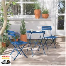 Bistro Set 3 Stck Pfauenblau Klappbar Stahl 97x63 Cm