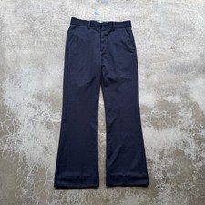 VTG 70  s Navy Blue Flared Boot Cut Double Knit Textured Slacks Dress Pants 31x31