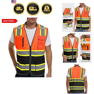 Reflective Safety Vest for Men and Women - High Visibility Construction Vest ...