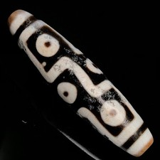 Ancient Tibetan DZI Bead Old Agate 9 Eyes Totem Amulet Talisman Pendant 60&times;15mm