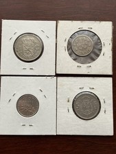 FOUR Foreign Coins Netherlands Portugal France Spain. 1968 1/2 Franc 1976 Gulden