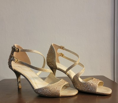 Alfani Womens  Open Toe D-orsay Pumps  Gold  Sandals  Heels Shoes Women Size 8