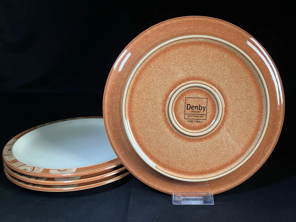 Platos de cena Denby Fire Chilli - Óxido y bronceado - Juego de 4 - Excelente estado Foto 4 de 4