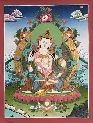 VAJRASATTVA PURIFICATION BUDDHA HAND-PAINTED TIBETAN THANGKA  ART