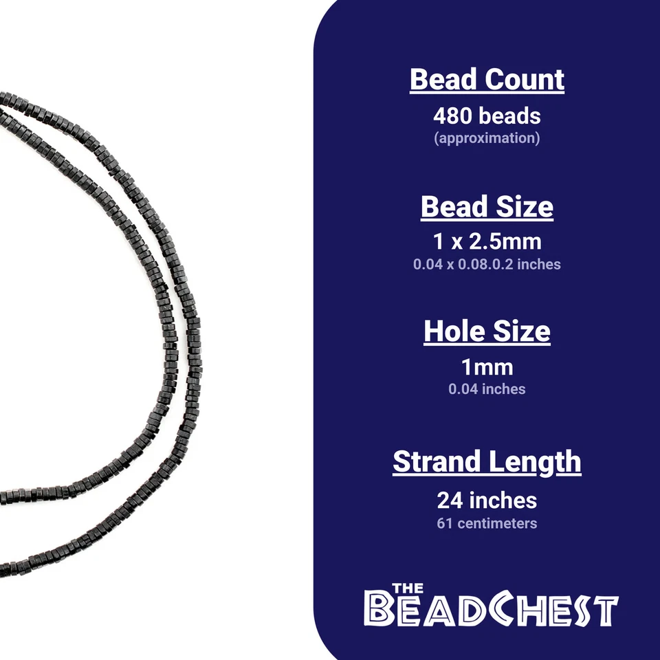 Faceted Midnight Black Triangle Heishi Beads 2.5mm Brass 24 Inch Strand - Image 4 of 4