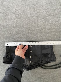 Lavish Underbust Corset Bustier Womens XL Black Satin Cinch Hook Lace Up Pin Up