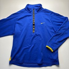 Nike LIVESTRONG Blue Yellow Quarter Zip Pullover Long Sleeve Men G