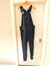 JoJo Maman Bebe Maternity Black Denim Cotton Skinny Leg Dungarees Size 10