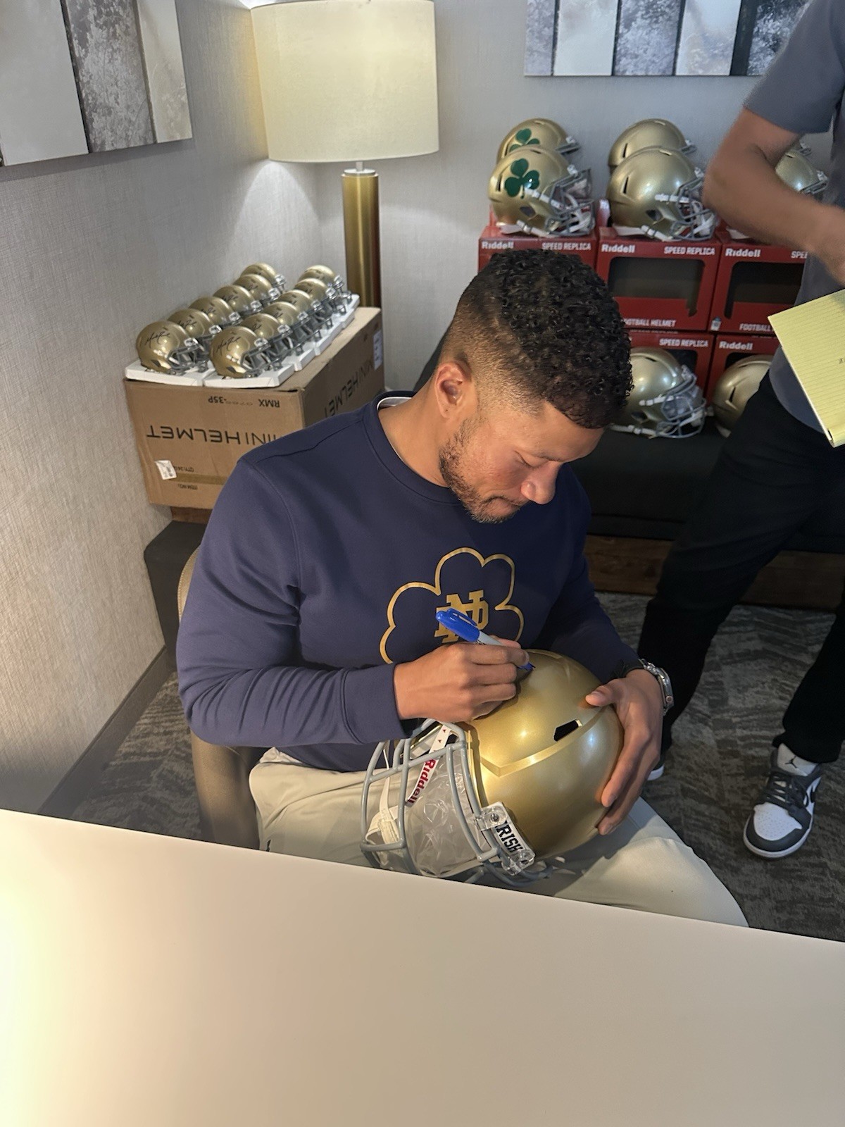 Marcus Freeman Signed Notre Dame Fighting Irish Full Size Helmet Auto COA