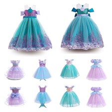 Girls Kids Little Mermaid Ariel Dress Up Outfit Princess Cosplay Costume Gifts