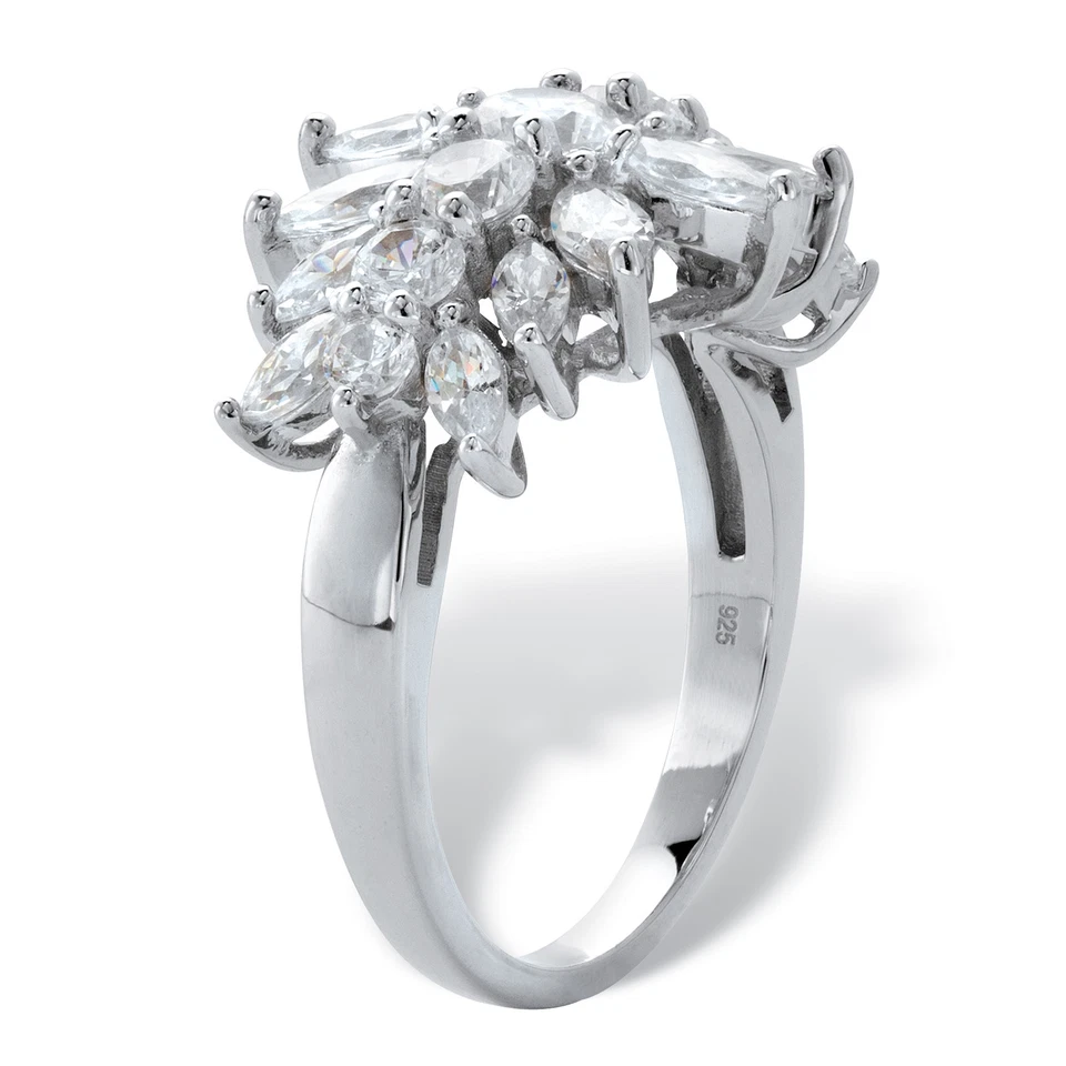 2.67 克拉 纯银马奎斯切割立方氧化锆星爆发戒指 — 第 2/4 张图片