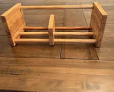 Wood Book Rack Tabletop Bookshelf VTG Desk Top Shelf Adjustable Sliding End