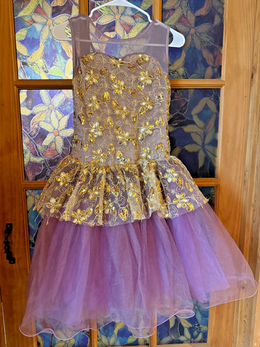 Weissman Dance Costume XLC Children's XL Purple Mauve Gold Sequin