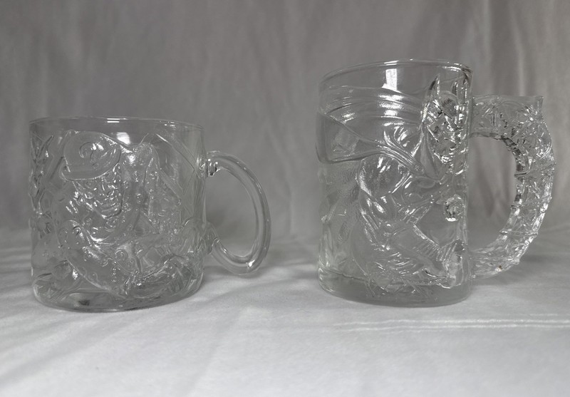VINTAGE Batman Forever Glass Mugs McDonalds 1995 BATMAN & RIDDLER 2-Piece Set