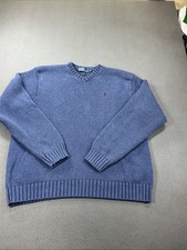 Polo Ralph Lauren Sweater Mens 2XL Blue Knit Crewneck Pullover Pony Logo Dad 90s