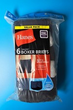 Hanes Tagless 6 Pack Boxer Briefs Wicking Cool Comfort, Blue/Gray/Black Size 2XL
